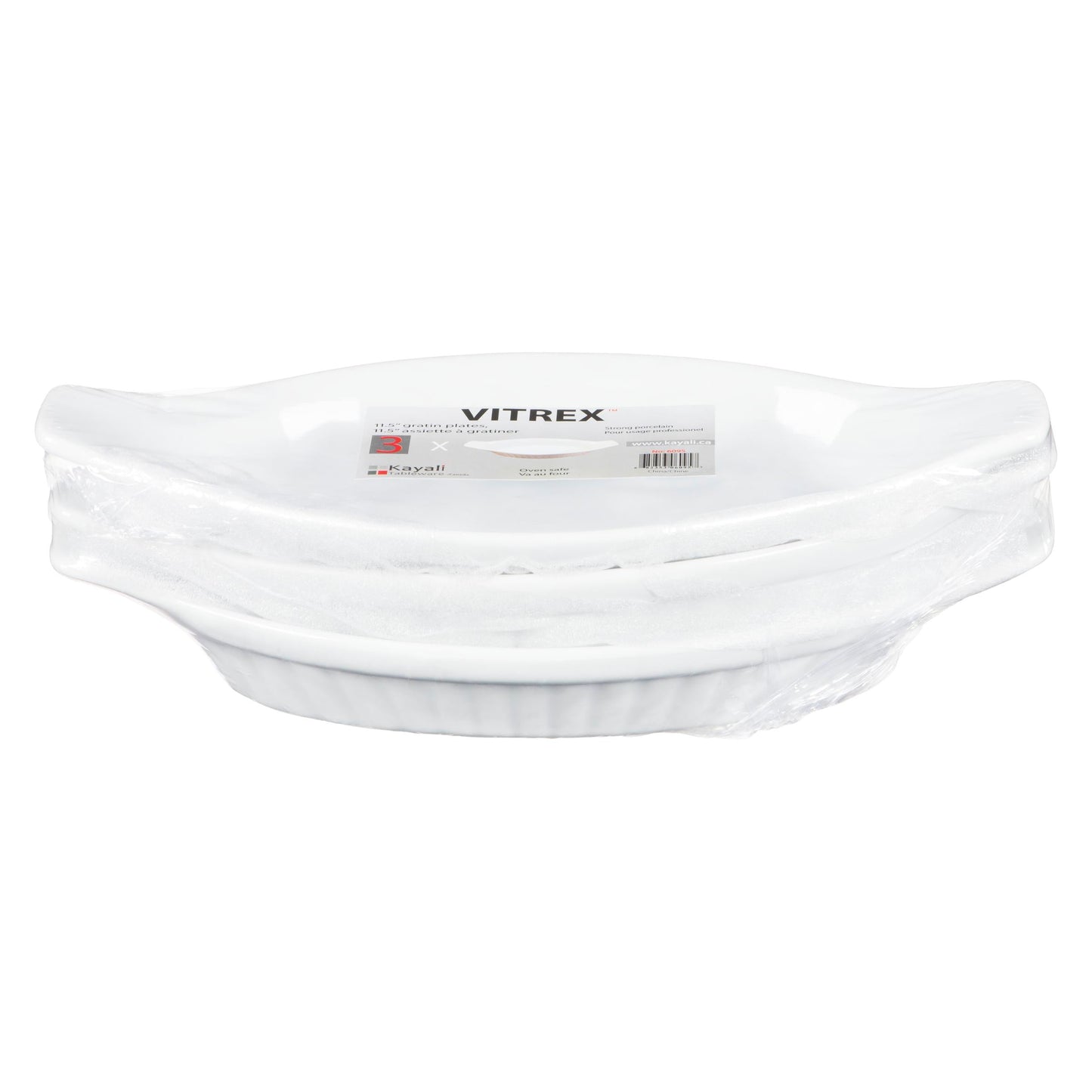 VITREX - OVAL GRATIN PLATES 11.5in 3EA