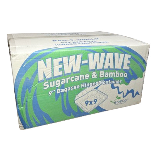 YES ECO - NEWWAVE 9in BAGASSE CLAMSHELL 50EA