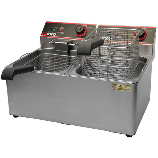 WINCO - ELECTRIC FRYER TWIN WELL 32LB CAPACITY 120V EA