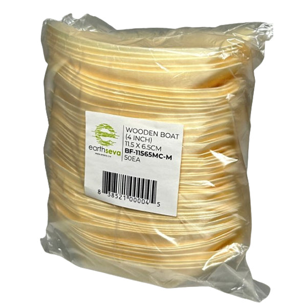 EARTHSEVA - WOODEN BOAT 11.5X6.5CM 50PC