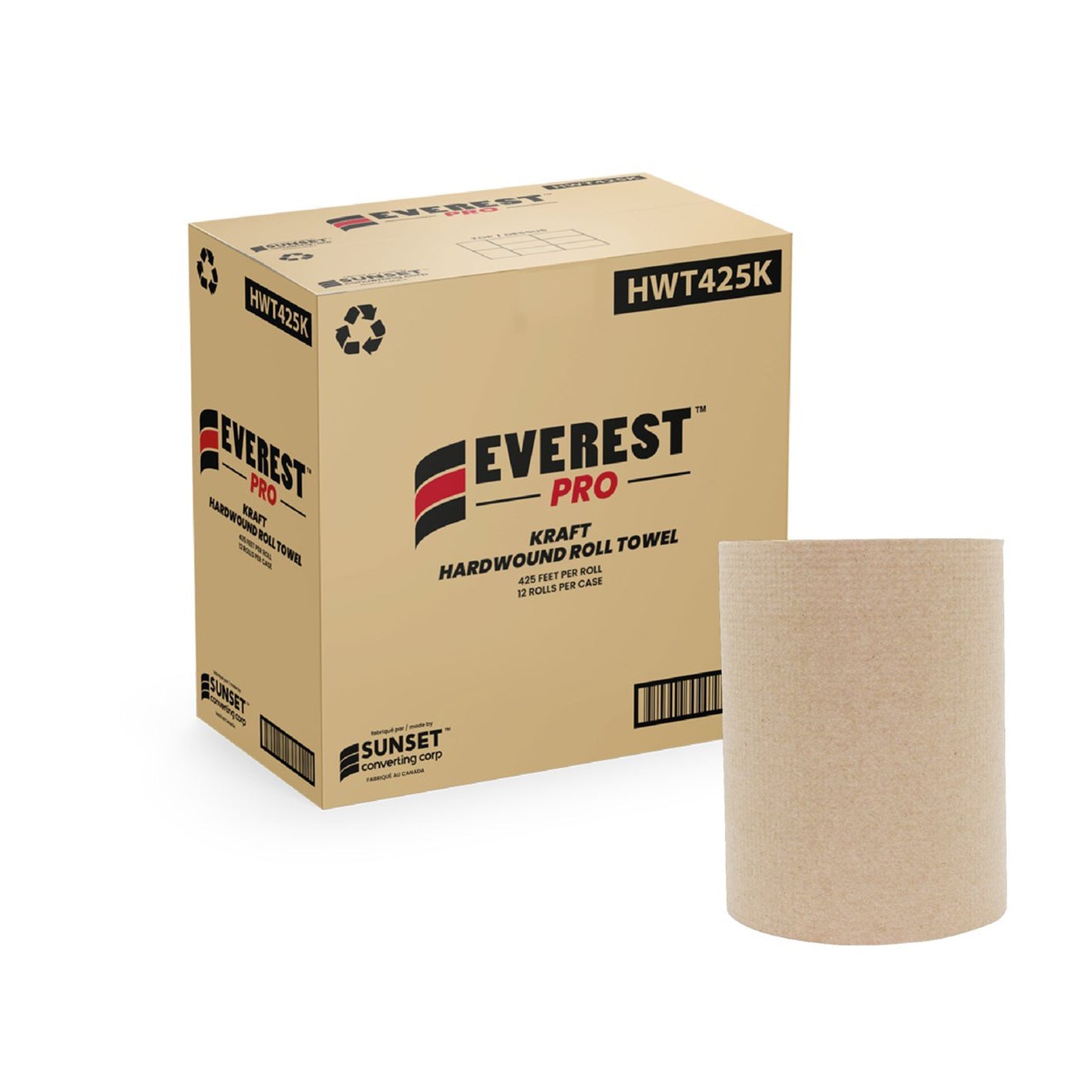 EVEREST PRO - 425 KRAFT PAPER TOWEL ROLLS 12EA