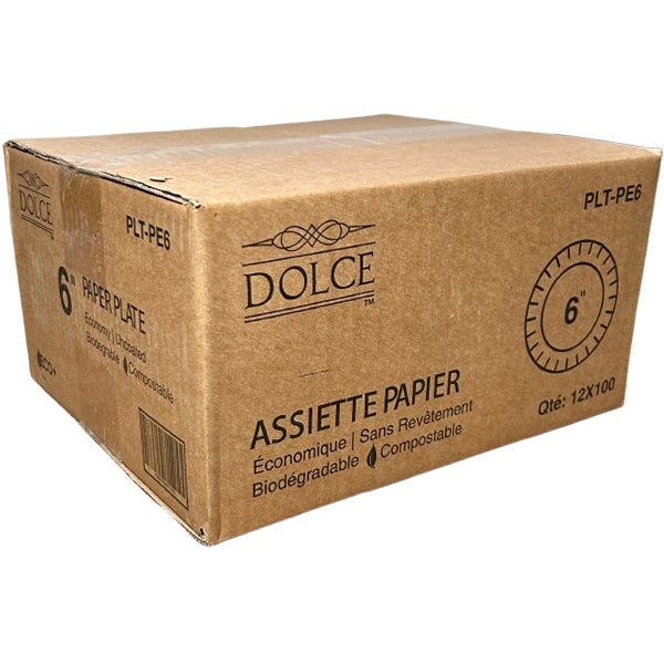 CALIBRE - DOLCE  6IN PAPER UNCOATED PLATES 12x100EA