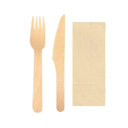 CALIBRE - FORK & KNIFE W/ NAPKIN 2 PLY BIRCH 500EA