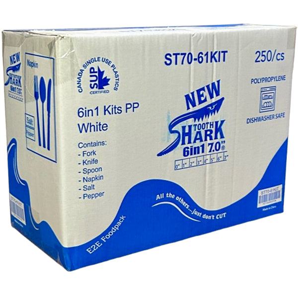 E2E FOODPACK - FORK KNIFE SPOON NAPKIN SALT AND PEPPER CUTLERY 250UN